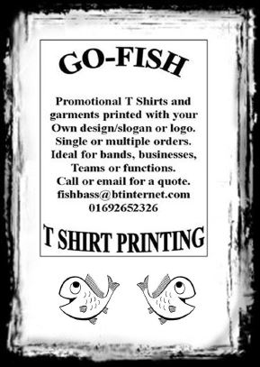 Go Fish T Shirt Printing 
Promotional T Shirts and garments printed <br>with your own design/slogan or logo <br>
Single or multiple orders, Ideal for bands, businesses, teams or functions. <br>
Call or email for a quote.